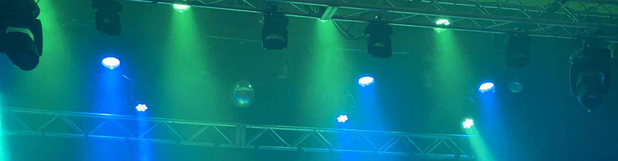 blue and green theater stage lights Memphis